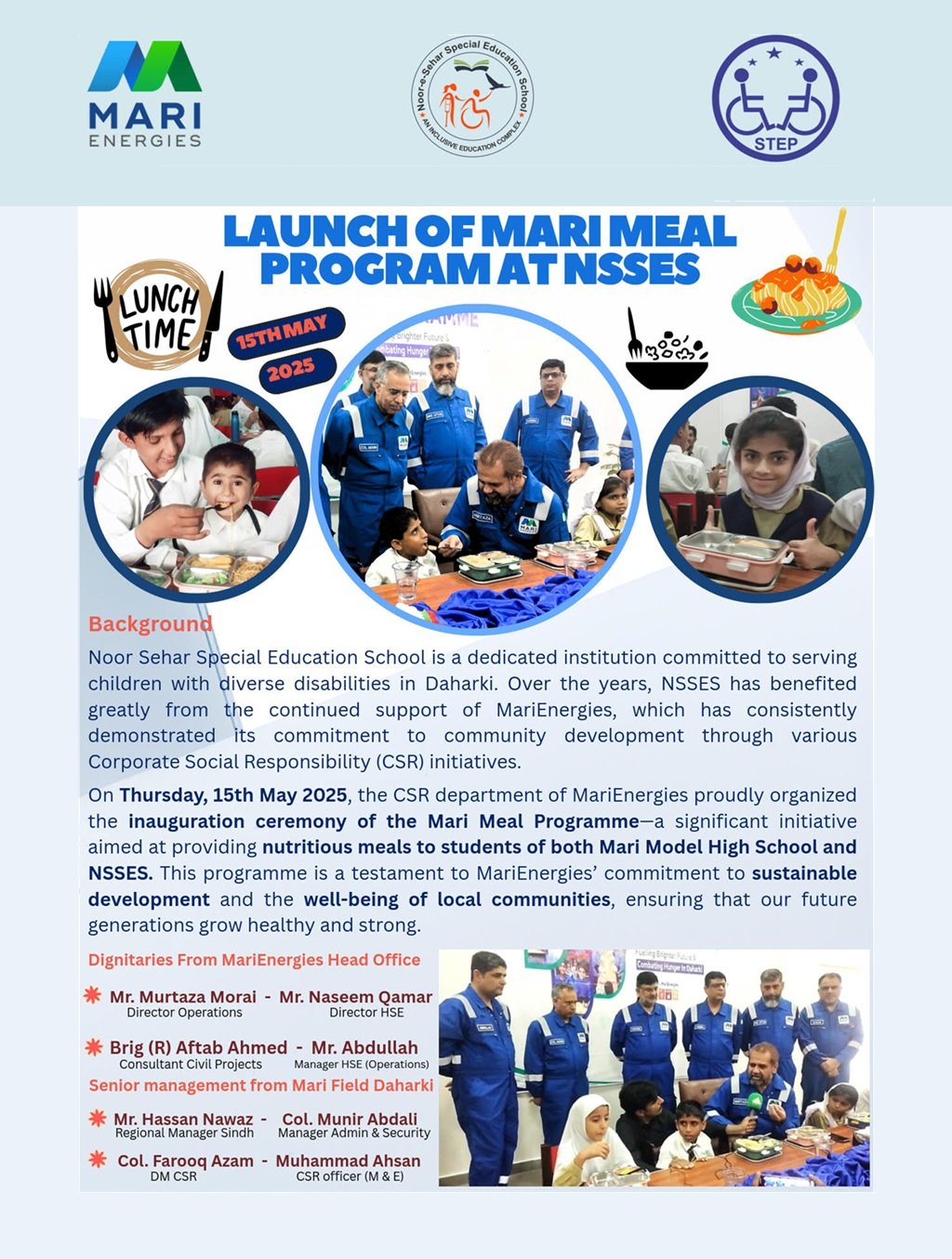 Launch of Mari Meal Program at NSSES