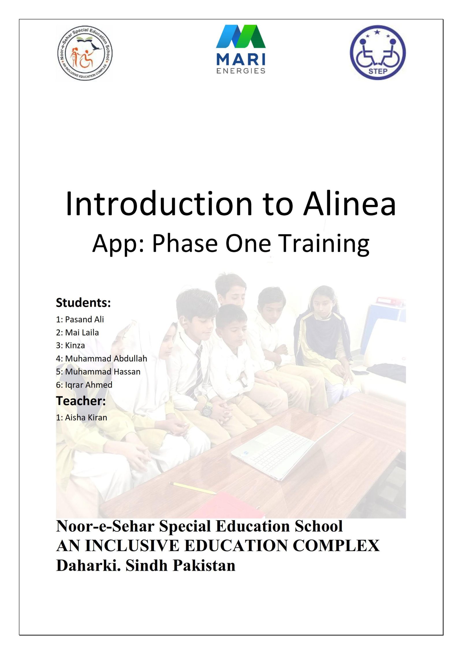 Introduction to Alinea App Phase One Training - Report Cover Page
